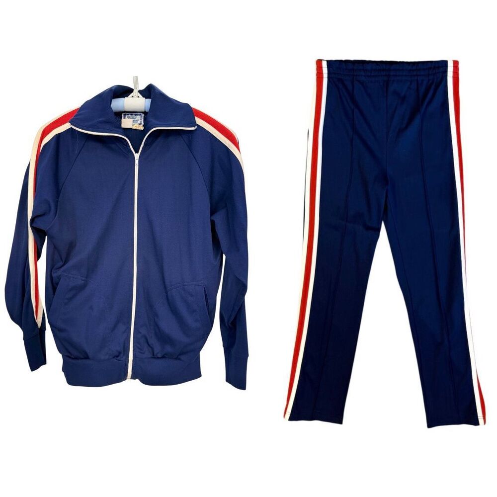 Winning Ways Vintage 1980’s Track Suit Jacket & Pants Medium Red White Blue